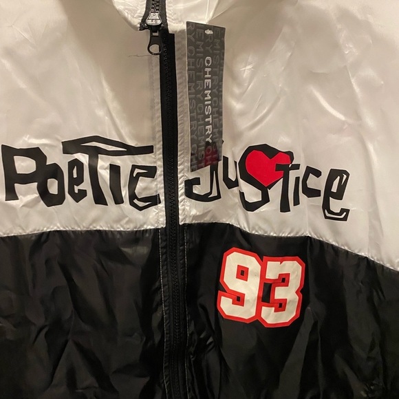 Tupac Poetic Justice Black White Colorblock Graphic Windbreaker  - Picture 3 of 8